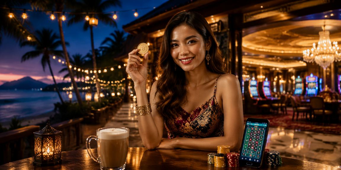 Pengguna di Langkawi bermain poker dalam talian menggunakan telefon mudah alih di tepi pantai